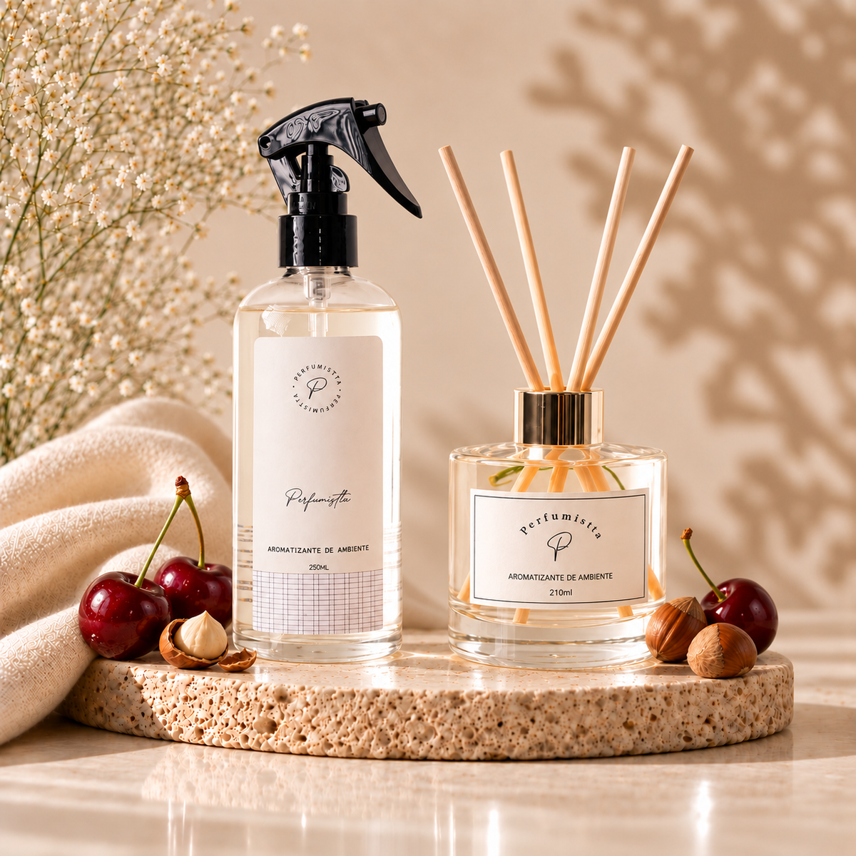 KIT Casa Perfumada do Cereja com Avelã - Homespray e Difusor